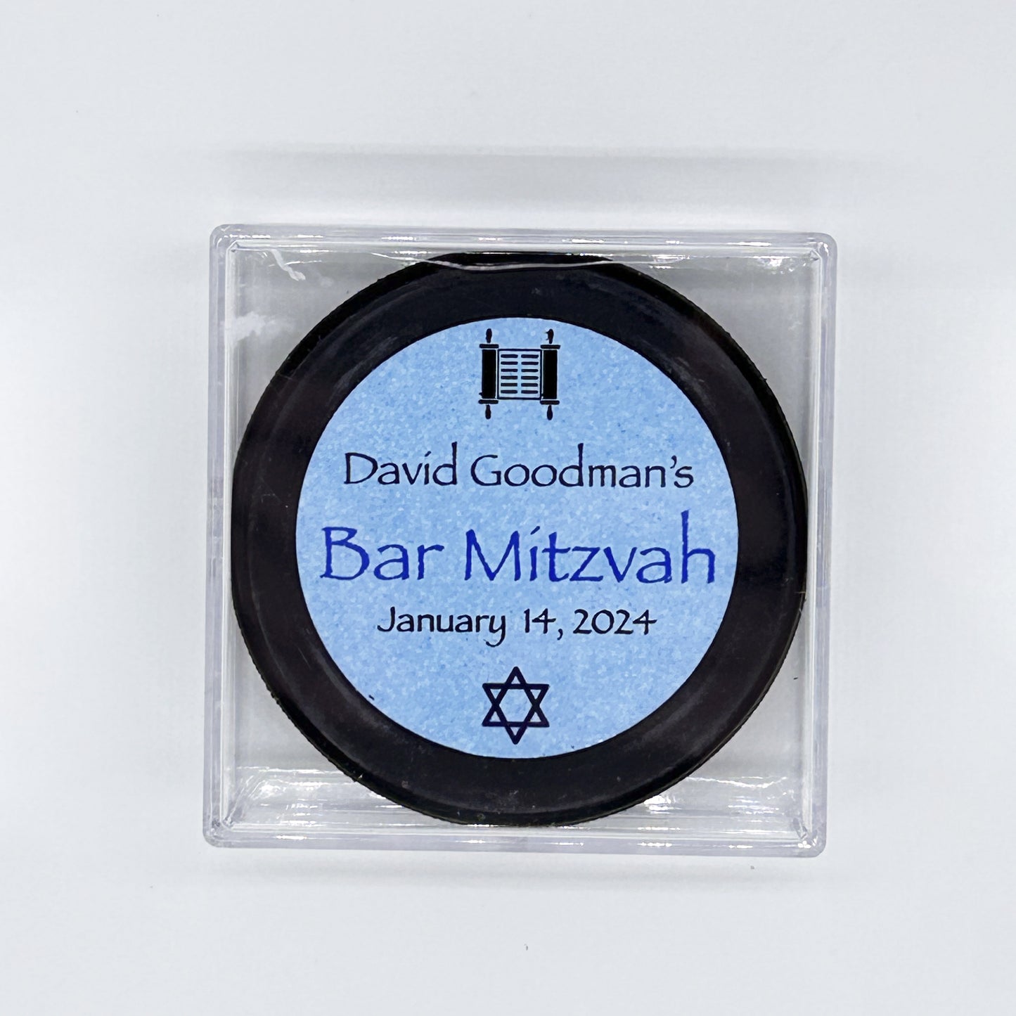 Bar Mitzvah and Bat Mitzvah Hockey Puck Keepsake Gift