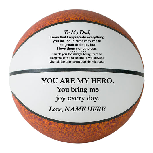 Father's Day Personalized Basketball from son, daughter or kids.  Custom Basketball for Dad