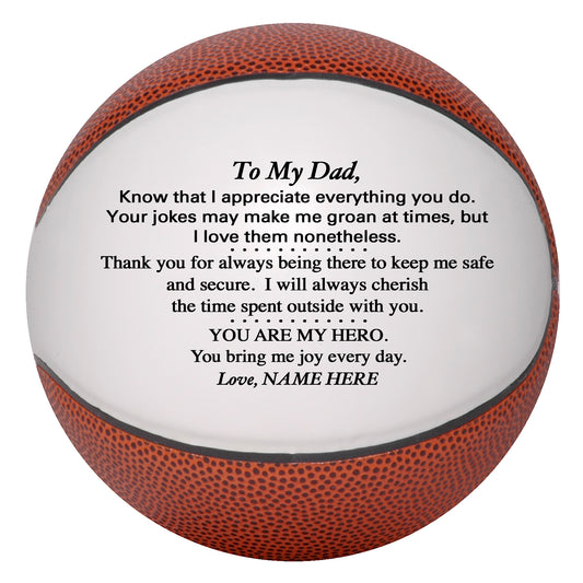 Father's Day Personalized Basketball from son, daughter or kids.  Custom Basketball for Dad