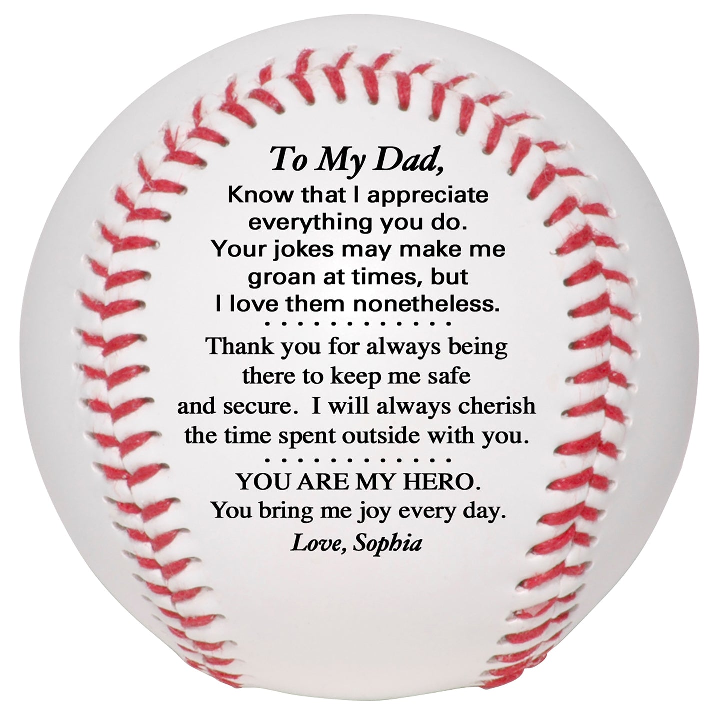 Father's Day Personalized Baseball from son, daughter or kids.  Custom Baseball for Dad