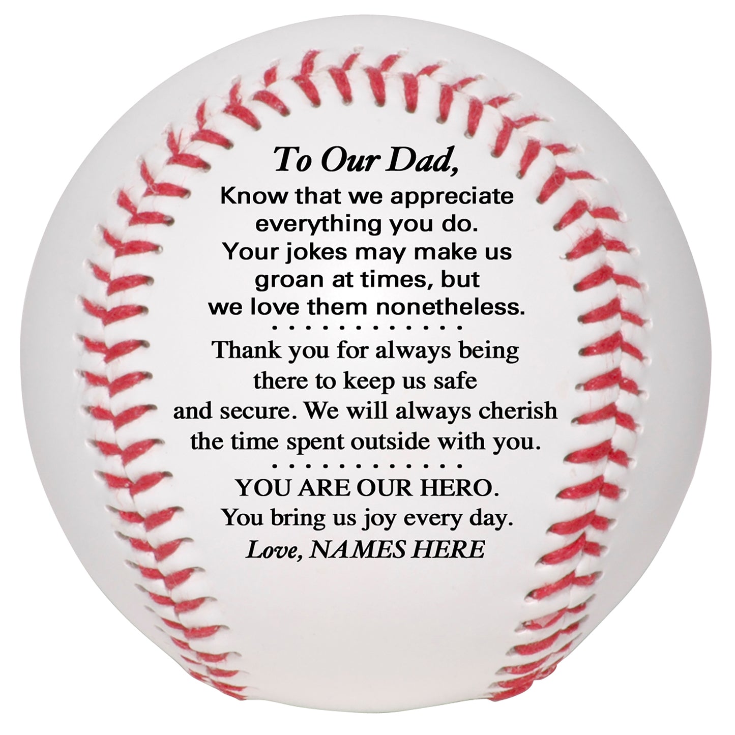 Father's Day Personalized Baseball from son, daughter or kids.  Custom Baseball for Dad