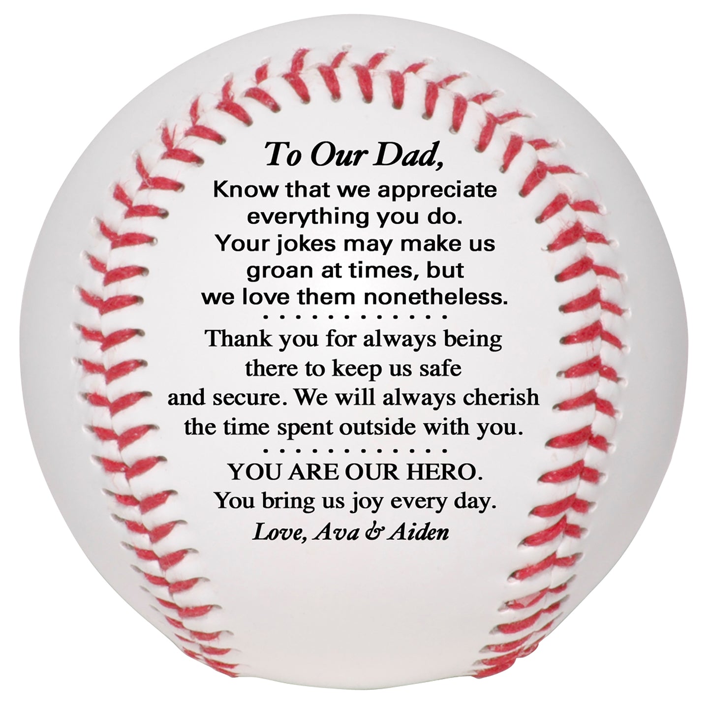 Father's Day Personalized Baseball from son, daughter or kids.  Custom Baseball for Dad