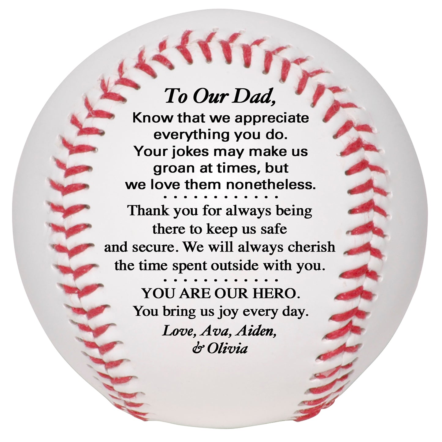 Father's Day Personalized Baseball from son, daughter or kids.  Custom Baseball for Dad