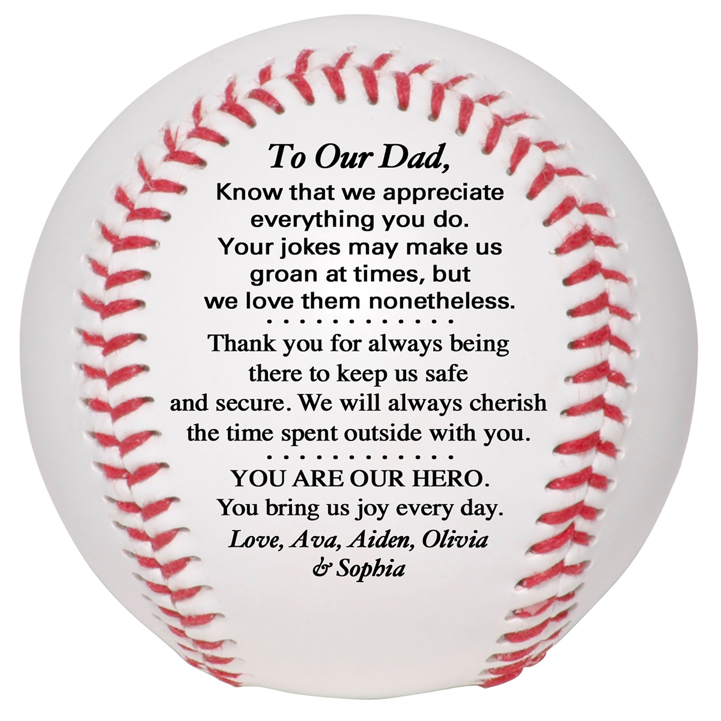 Father's Day Personalized Baseball from son, daughter or kids.  Custom Baseball for Dad